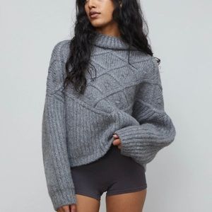 New Lunya Chunky Wool Pullover, Serene Grey XS/S